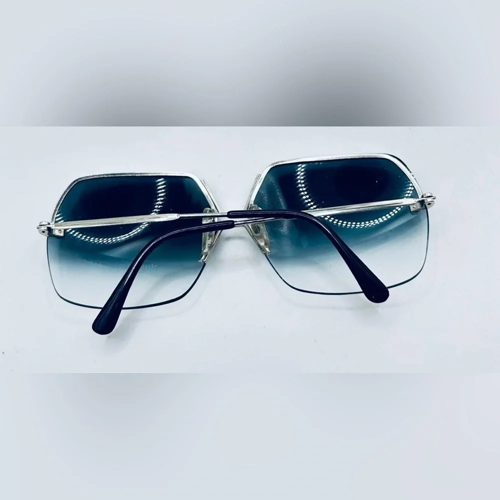 Vintage Silver Oval Half-Rim Sunglasses Frames Only - Picture 4 of 8